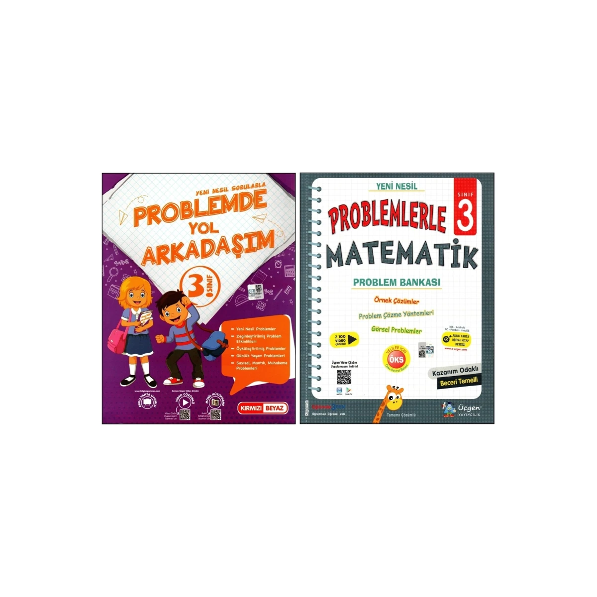 Kırmızı Beyaz+üçgen 3. Sınıf Problemde Yol Arkadaşım+problemlerle Matematik 2 Kitap