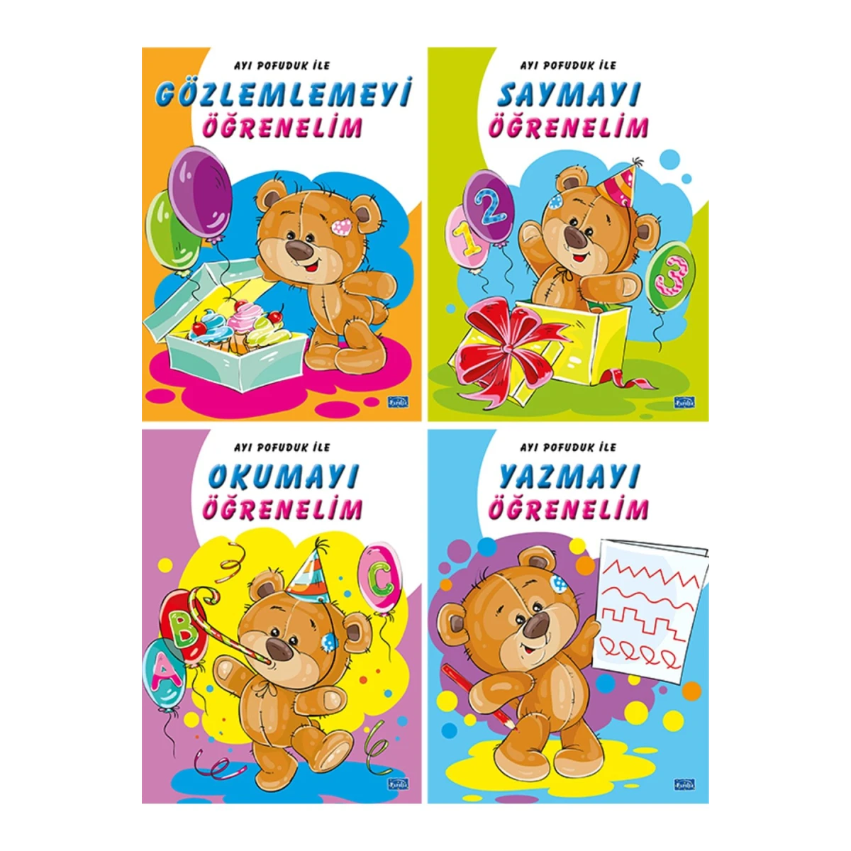 AYI POFUDUK İLE GÖZLEMLEMEYİ, SAYMAYI, OKUMAYI VE YAZMAYI ÖĞRENELİM SETİ (4 KİTAP)